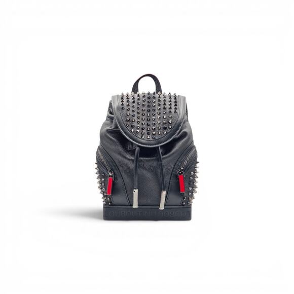 Christian Louboutin Explorafunk Black Calf Leather Studded Backpack Silver Spike main image 5